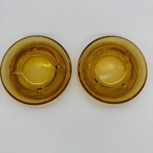 2 Vintage 5" Honey Gold Amber Glass Ashtray